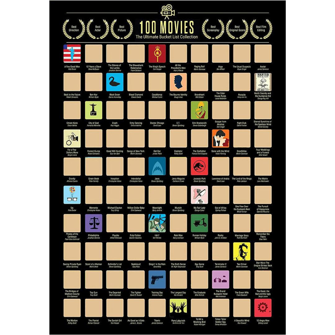CINEBUFF®️ Top 100 Movies Scratch Poster